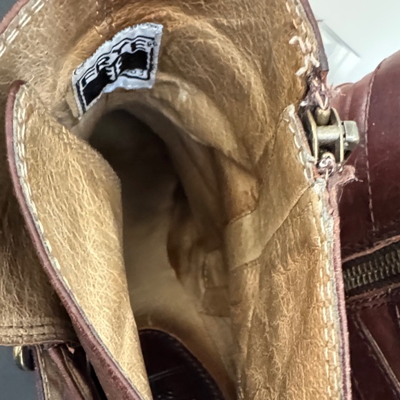 Frye Rich Brown Leather Heeled Boots - Picture 8 of 13